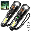 AYL Rechargeable Flashlights 2 Pack, Super Bright High Lumens Flash Light, 6 Modes Zoomable Linternas with LCD Display, High Powered Handheld LED Flashlights for Home, Emergencies, Camping
