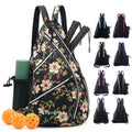 ZOEA Adjustable Pickleball Bag with Water Bottle Holder - Pickleball Paddle Backpack for Men and Women (Flower White)
