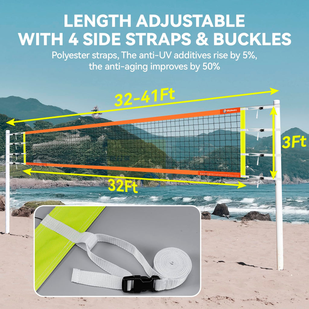 Professional Volleyball Net with Aircraft Steel Cable, Scoring Design - Anti-UV & Heavy Duty for Outdoor, Backyard, Pool, Schoolyard, Beach - Easy Set Up with Storage Bag