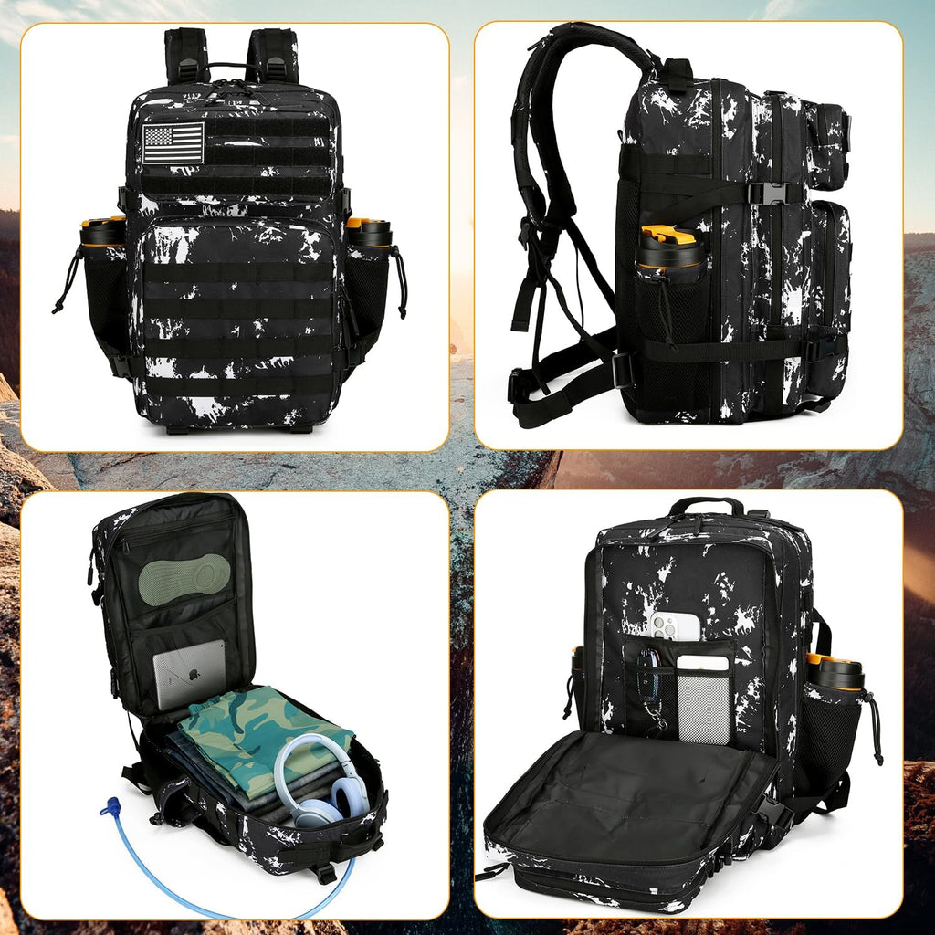 Skiennix 25L Tactical Backpack - Military-Grade Molle Design for Men & Women | Black Lightning Color