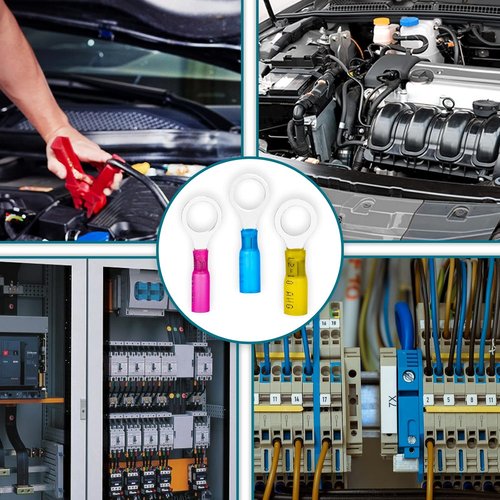 Housun 60 PCS Heat Shrink Wire Connectors - 12-10 AWG Ring Terminals for Automotive & Marine Use