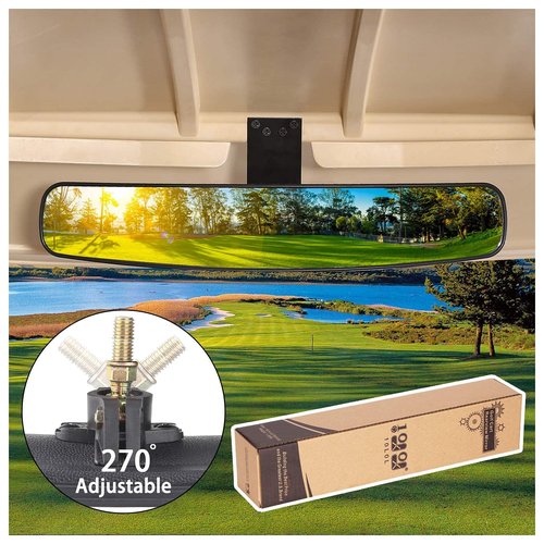 10L0L Universal Golf Cart Rear View Mirror 16.5" Extra Wide Panoramic 270 Degree for Yamaha EZGO Club Car