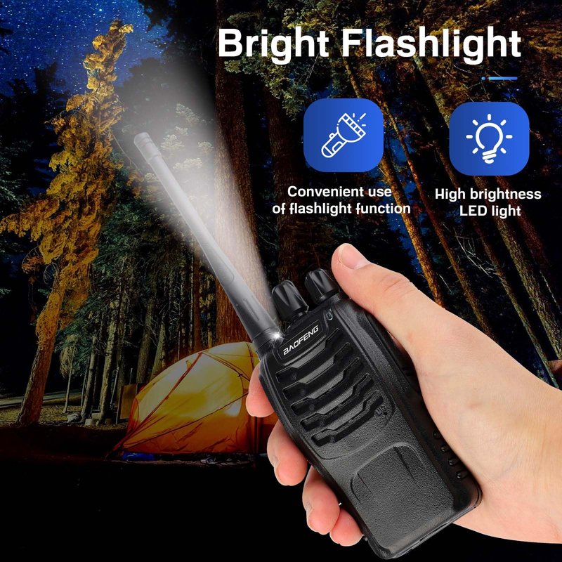 BAOFENG Walkie Talkies 888S Rechargeable Long Range with Earpieces for Adults, 16 Channel Professional Radio Handheld Two Way Radios Li-ion Battery and Charger Included