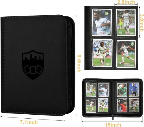 GERMUN Trading Card Binder - Premium 4 Pocket Album for 160 Cards | Double-Sided MTG & TCG Holder (Black)