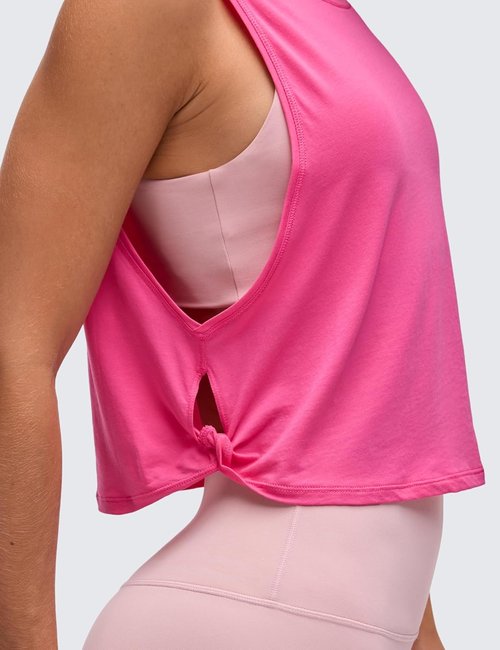 CRZ YOGA Pima Cotton Tank Tops for Women - Loose Sleeveless Athletic Workout Crop Shirt