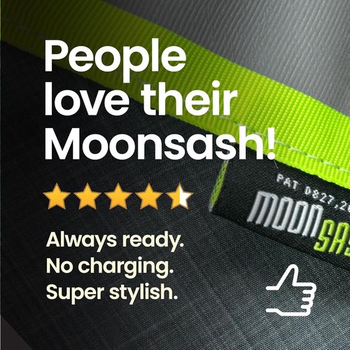 MOONSASH Reflective Sash - USA-Made Night Walking Safety Gear | Fitted, Reversible Design | Ideal for Men & Women