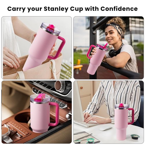 ANTAND 2 Pack Detachable Flip Straw Lid Replacement for 40 oz Stanley Quencher H2.0 & ProTour, Leakproof Spill Proof Lids Straw Cover for Stanley Cup Accessories 40oz, Easy to Clean (Black, Black)