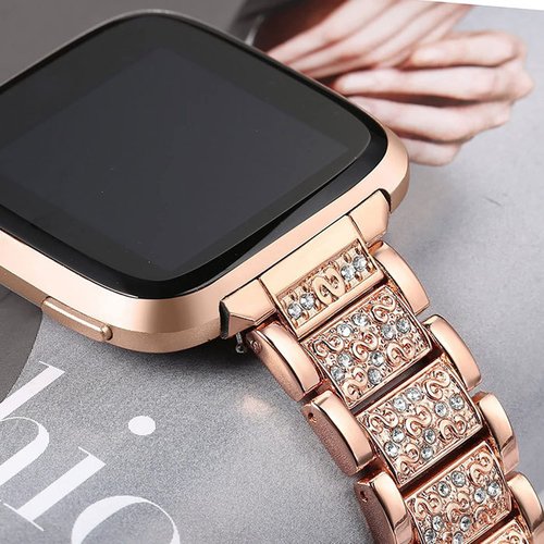 Lamshaw Compatible with Dyurwa P97 Smart Watch Band, Jewelry Bling Diamond Metal Dressy Strap Accessories Sports Band for Men Women Compatible for Soudorv P97, Dyurwa P97 Smart Watch (Rose Gold)