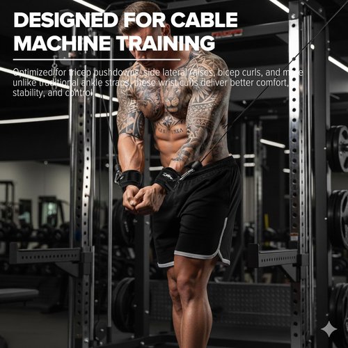 Wrist Cuffs for Cables Gym, Lifting Cuffs Wrist Straps for Cable Machines Strength Training Equipment (Black)