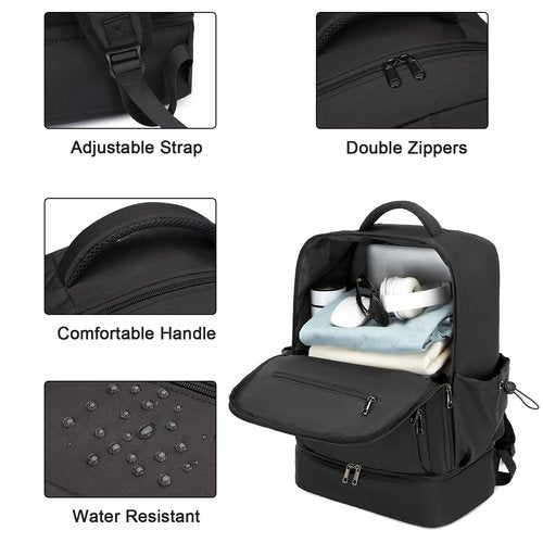 seyfocnia Gym Backpack for Men, Lightweight Sports Back pack With Shoe Compartment, Waterproof Gym Bag Workout Trainning Rucksack Casual Travel Daypack 21inch-Black