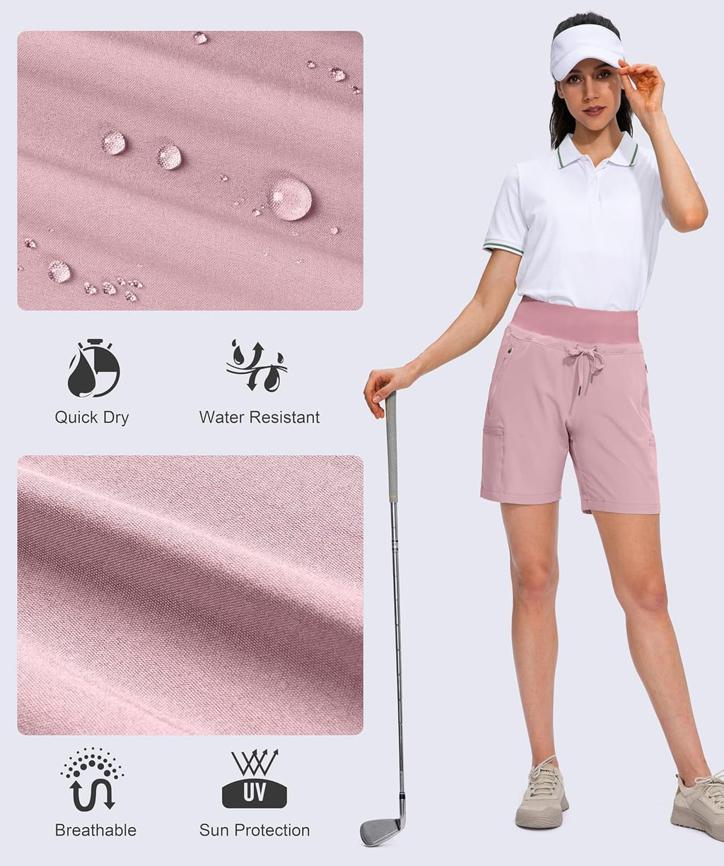 Obla Women's Hiking Cargo Shorts - Quick Dry, Soft High Waisted, 7-Inch Length for Summer Adventures