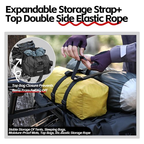 Kinpit Bike Panniers Bike Bags Waterproof 40L Bicycle Saddle Bags for Rear Rack Luggage Trunk Bag Double Side Pannier Bag with Rain Cover Cycling Accessories, Black-L
