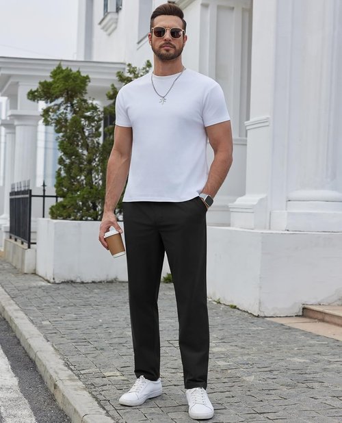 Lion Nardo Men's Casual Golf Pants - Lightweight Quick-Dry Comfort with Elastic Waist & Pockets