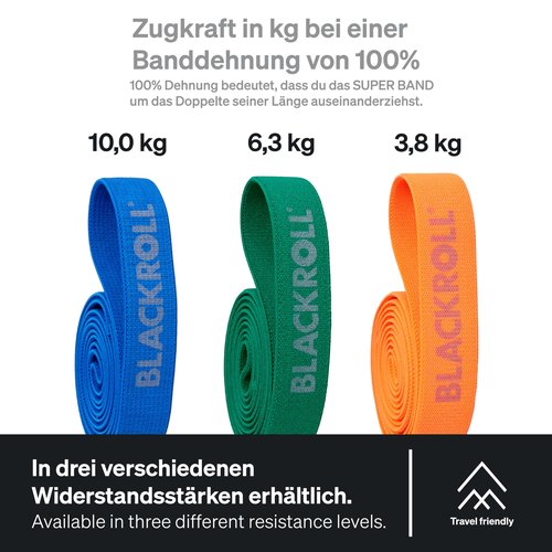 BLACKROLL - Super Band Set, Long Bands for Working Out, Resistance Bands for Legs and Glutes, Workout Bands for Stretching and Exercise, Booty Bands for Home Gym Equipment, Set of 3