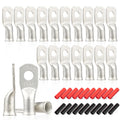 RED WOLF 20PCS Marine Grade Wire Lugs - 6 AWG Tinned Copper Ring Terminals with Heat Shrink Tubing