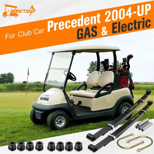 GODCTSUP Golf Cart Heavy Duty Rear 4-Leaf Spring Kit, Fits Club Car Precedent Gas&Electric 2004-UP Carts, Club Car Precedent Rear Leaf Springs with Bushings Sleeves U Bolts, OEM# 102509301, 102513001