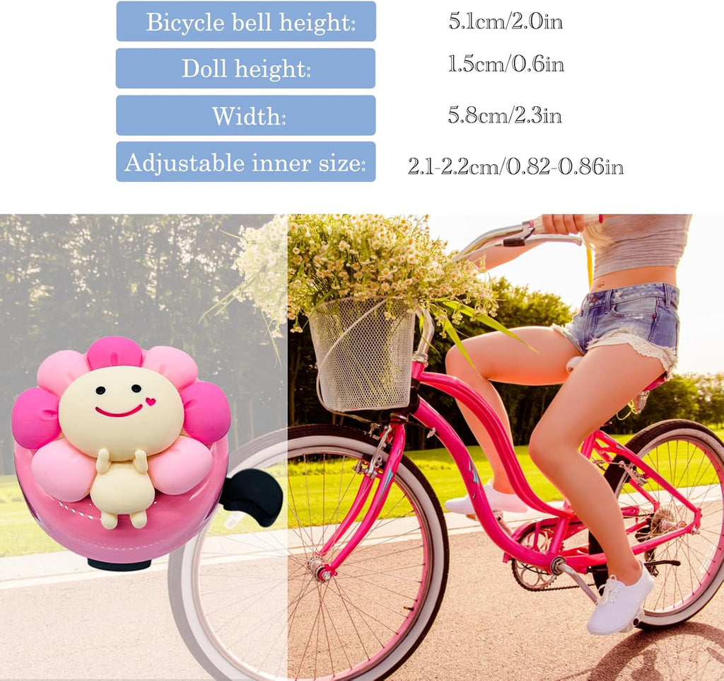 Skiennix Pink Flower Fairy Sprite Bicycle Bell - Durable Aluminum Bike Accessory for Girls