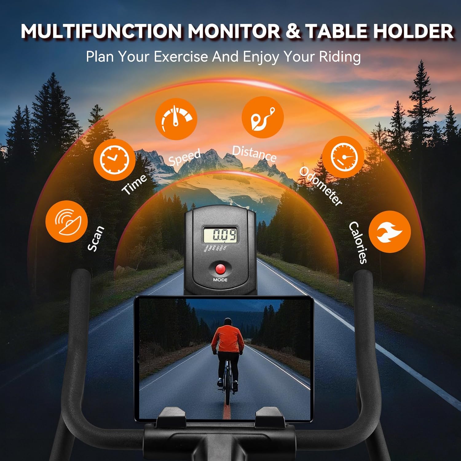 Wenoker Exercise Bike - App Sync Indoor Stationary Bike with Adjustable Seat & Multi-Grip Handlebars | Ideal for Weight Loss