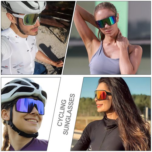 HAAYOT Polarized Cycling Glasses,Sports Sunglasses for Men Women,Baseball Running Fishing Biking Sunglasses with 3 Lenses Black Orange