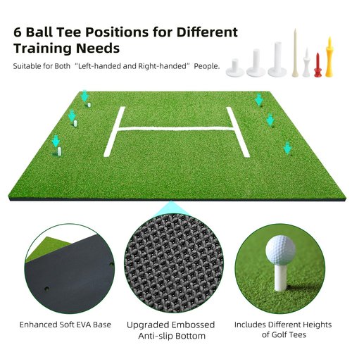 Roykaw Golf Hitting Mat 5x4ft - Thickened Swing Pad for Outdoor & Indoor Practice, Non-Slip/High-Elastic Base Turf Grass