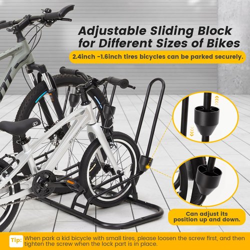 Bike Stand for 3 Bikes, Anti-Collision Design Protects Disc Brake & Derailleur, Waterproof Bike Rack Indoor/Outdoor/Garage Use, Fits Road/Kids/MTB Bicycles with 12"-29" Tires