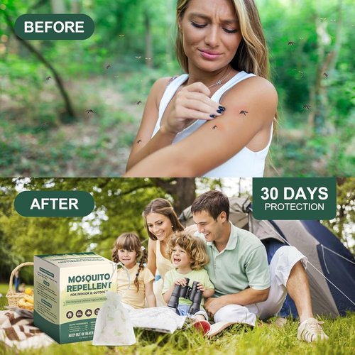 12 Pcs Mosquito Repellent for Patio, Plant-Based Mosquito Repellent Pouches, Mosquito Control Indoor Outdoor, Pet-Friendly Mosquito Deterrent for Home Patio Camping Fishing
