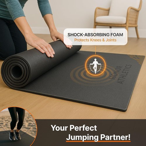 Honor Athletics Jump Rope Mat - 1/4" Thick High-Density Rubber | Non-Slip & Odor-Free for Indoor/Outdoor Use