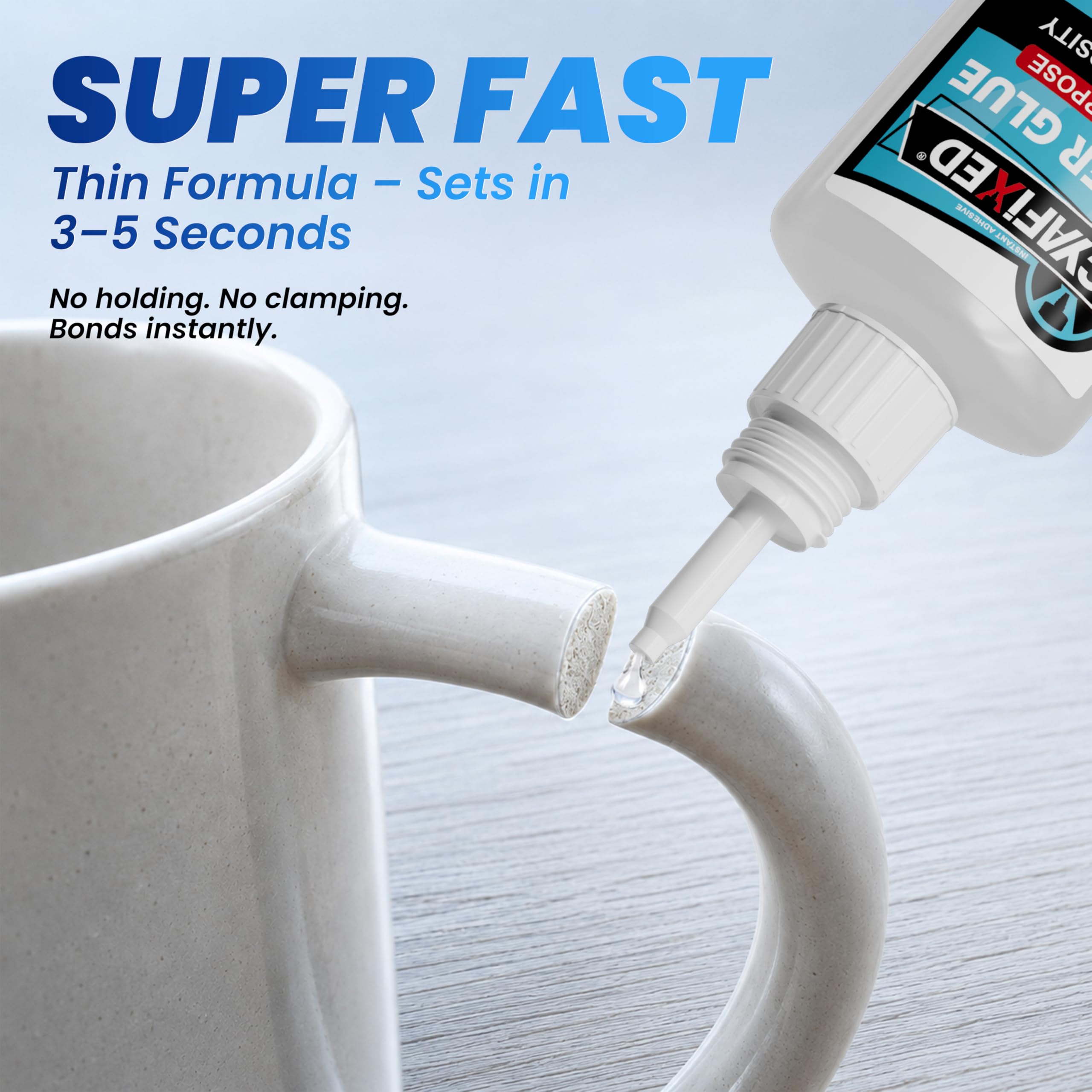 Super Fast Thin CA Glue, 120 Gram Super Glue Pro Kit with Anti-Clog Caps & Precision Microtips, Instant Cyanoacrylate Adhesive for Plastic Metal Ceramic Glass Wood 3D Print PLA Rubber