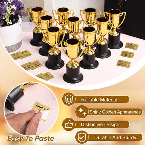 Highergo Mini Trophy Awards - 24 Pcs Gold Plastic Cups for Sports Competitions & Party Favors