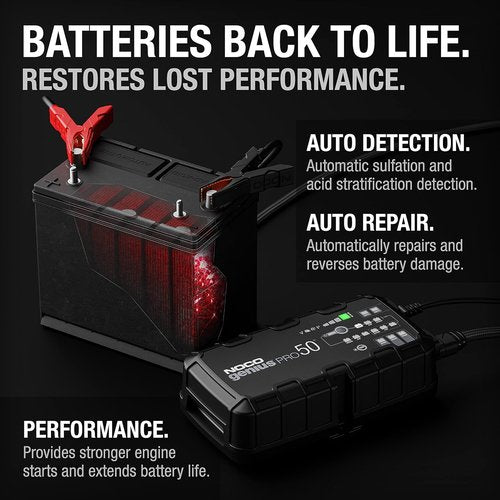 NOCO GeniusPRO50 Smart Battery Charger | 50A 6V/12V/24V Maintainer & Desulfator with Overcharge Protection