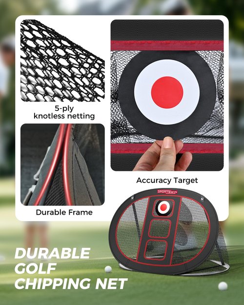 10x7ft Heavy Duty Golf Practice Net with Mat, Target Cloth, 8 Tees, 6 Balls, Carry Bag, Golf Training Net for Backyard Driving Chipping Indoor Outdoor