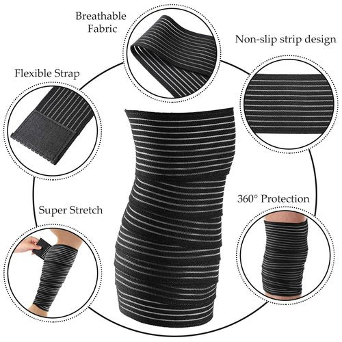 Syhood Compression Bandage Wraps for Leg, Elastic Calf Compression Sleeve Ankle Support, Adjustable Plus Size for Men and Women Stabilising Ligament, Joint Pain, Sports(4 Pieces,71 Inches)