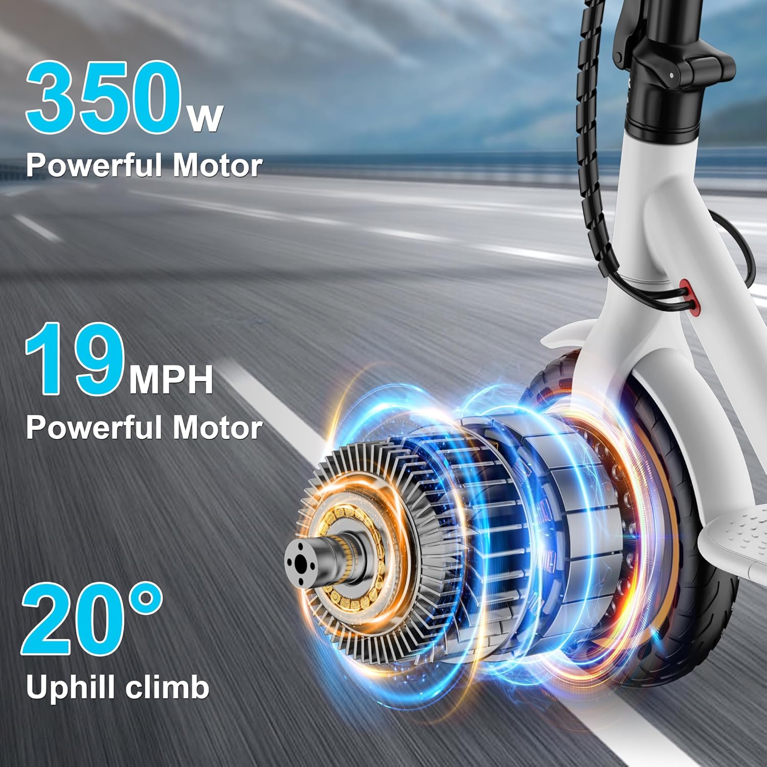 Qlaway 8.5" E-Scooter for Adults - 19/22 MPH Speed, 350/500W Motor, 22 Miles Range, Foldable, 265 LBS Capacity