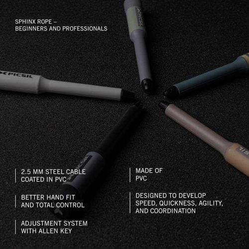 PICSIL - Sphinx Rope | 360° Spin Jump Rope | Dual Bearing System | Fast & Lightweight for Fitness, Cross Training Boxing | Adjustable Cable| Double Rolling | (White light)