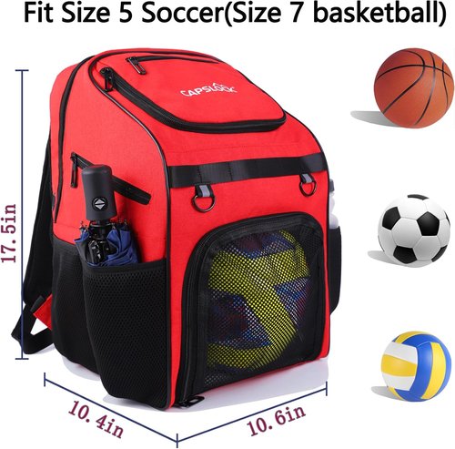 CapsLock Youth Soccer Bag - Versatile Backpack for Soccer, Basketball & Volleyball | Includes Cleat Compartment & Fence Hook