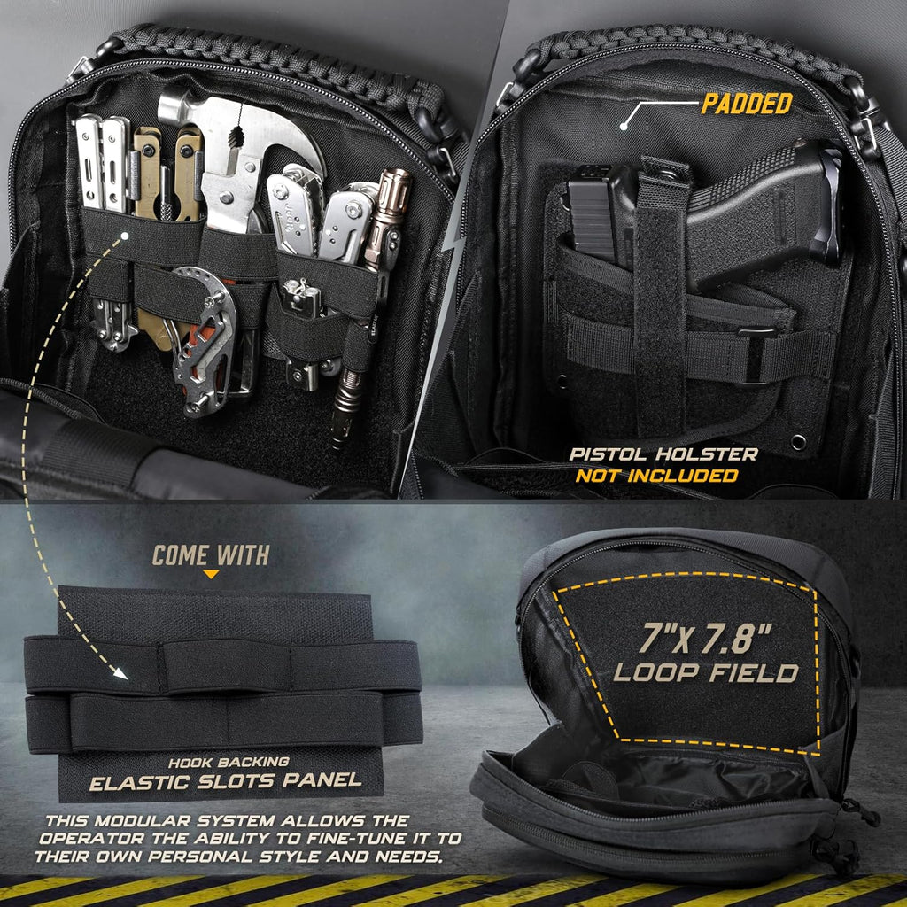 WYNEX Tactical Molle Admin Pouch - Large Capacity EDC Organizer with Double Layer Design & Elastic Webbing Panel