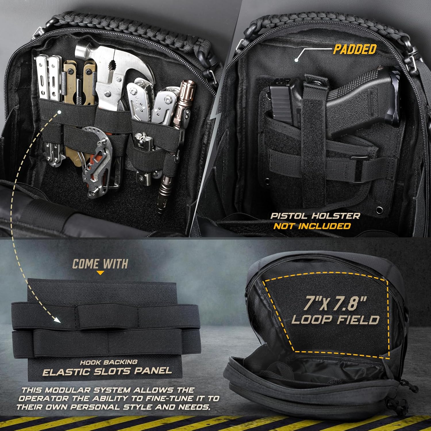 WYNEX Tactical Molle Admin Pouch - Large Capacity EDC Organizer with Double Layer Design & Elastic Webbing Panel