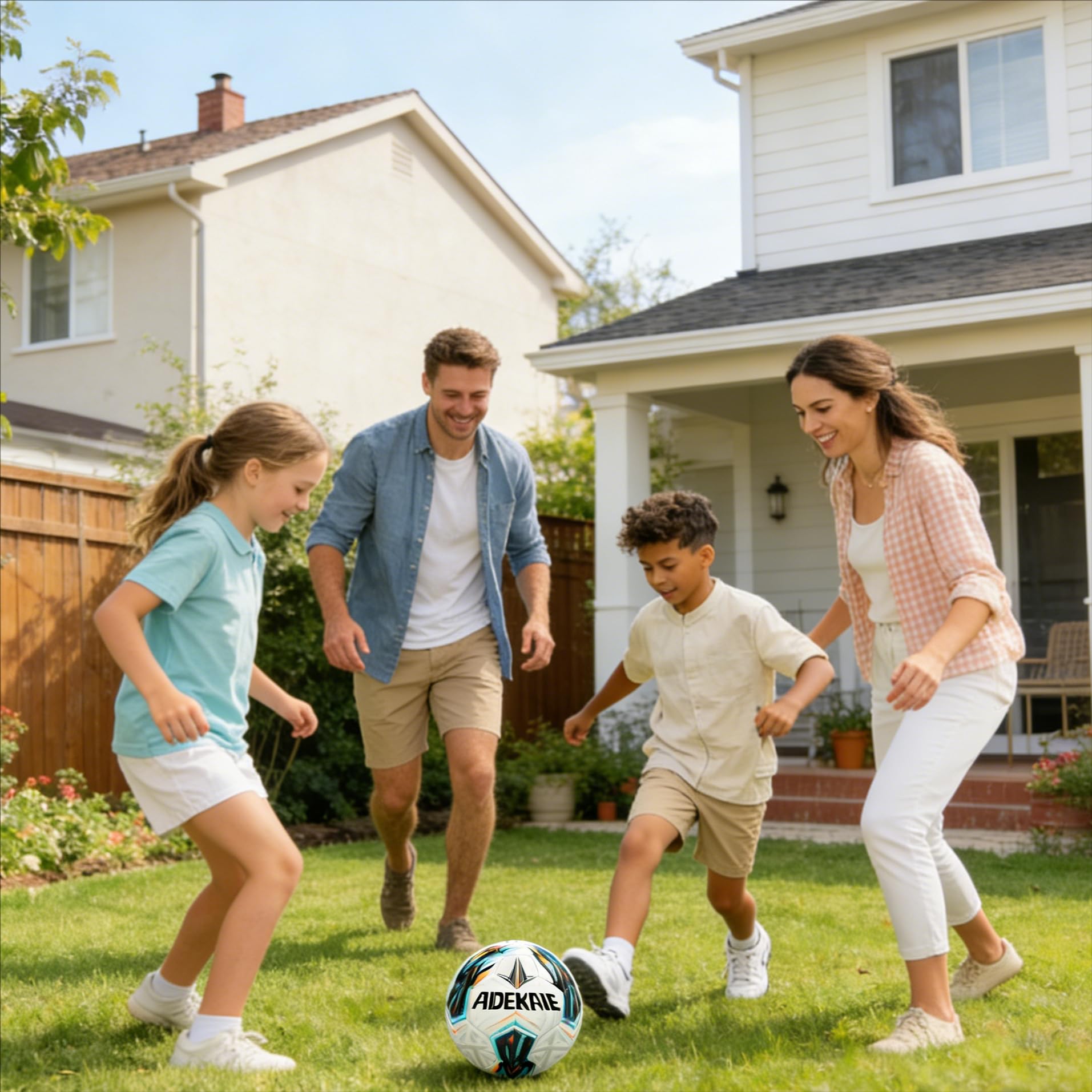 Soccer Ball Size 5 for All Age Recreational or Professional Outdoor Practice, PU Official Size&Weight, Size 5 Soccer Ball for Boys Youth Adults College Team, Ideal Gifts with Pump and Carry Net