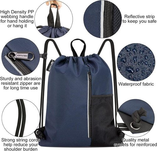 HOLYLUCK Drawstring Backpack - Versatile Gym Bag for Men & Women | Ideal for Beach & Sports Activities