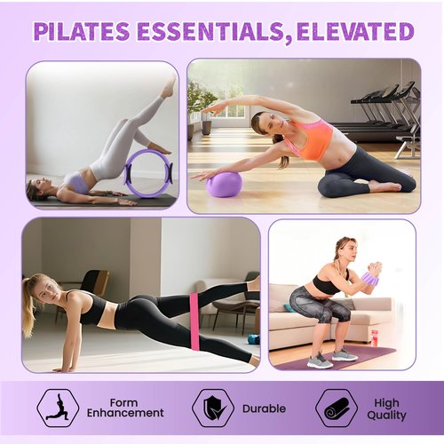 HerPowr Pilates Kit with Weights, Pilates Kit with Ankle Wrist Weights, Pilates Set, at Home Pilates Kit, Pilates Sets for Women, Pilates Essential kit, Pilates Accessories, Pilates Workout Sets