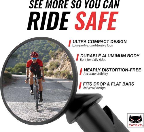 CATEYE BM-45 Bar End Mirror - Ultra Compact, Durable Aluminum Mirror for Road & MTB Bikes