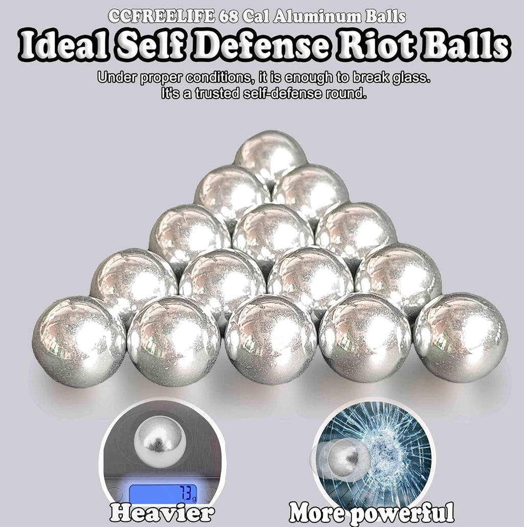 T4E | .68 Cal Self Defense Aluminum Balls - Max Power for Training & Target Practice (7.3 Grams)