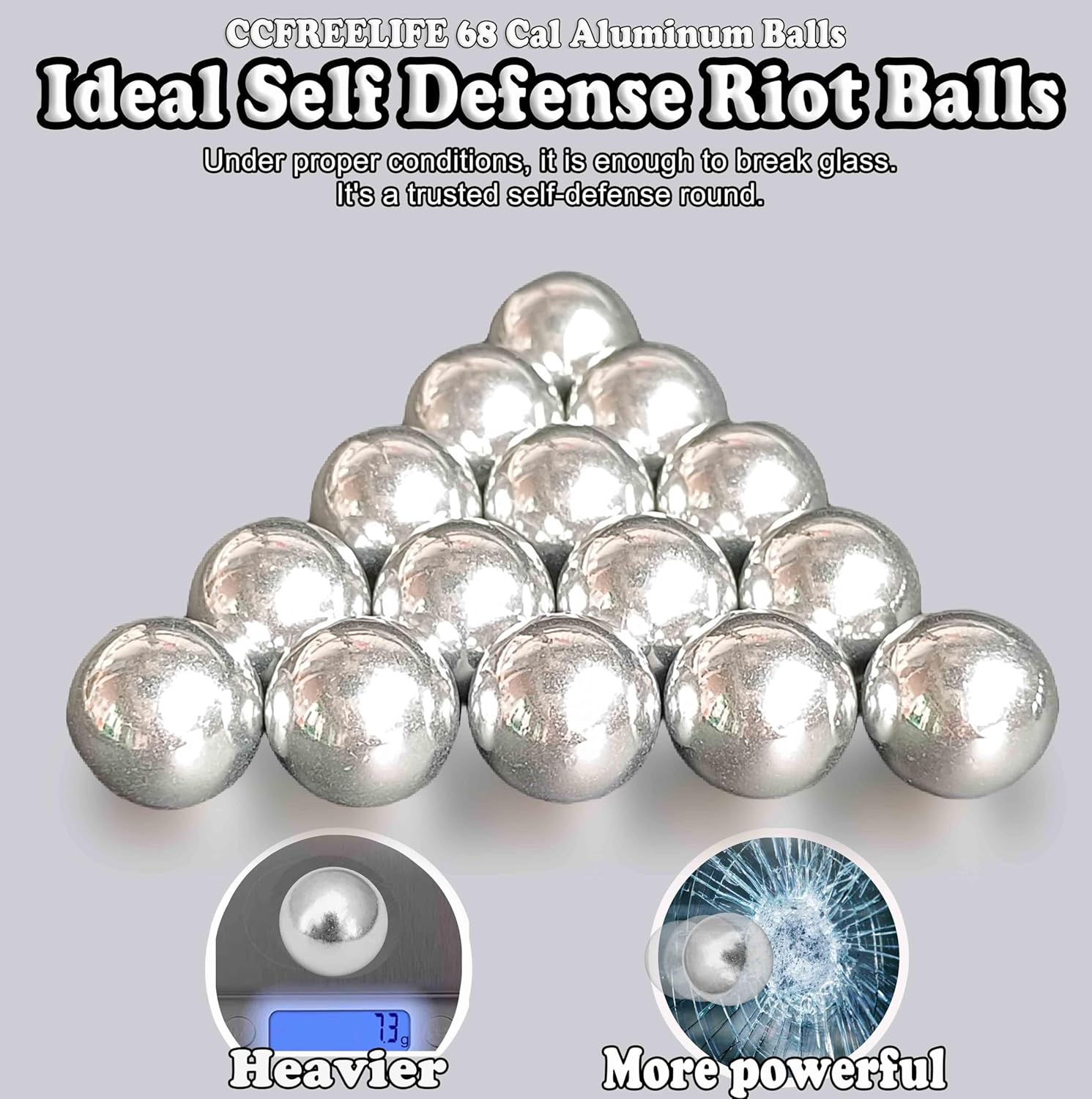 T4E | .68 Cal Self Defense Aluminum Balls - Max Power for Training & Target Practice (7.3 Grams)