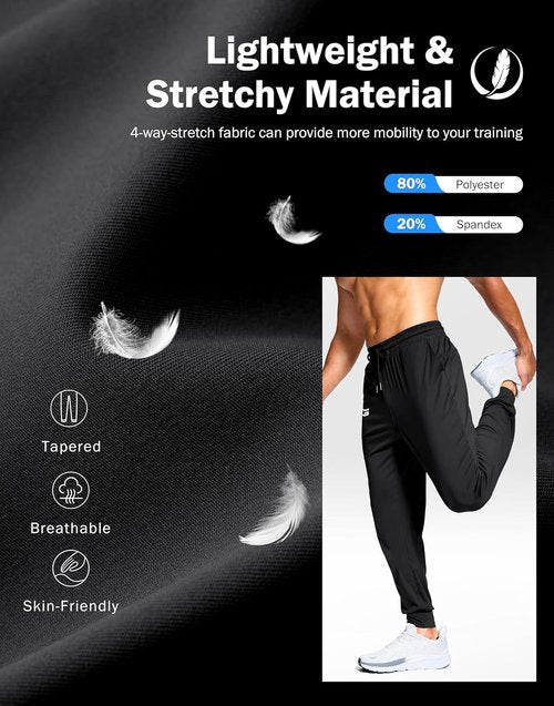 G Gradual Men's Joggers - Lightweight Athletic Pants with Pockets for Gym & Running | Stretch Fit
