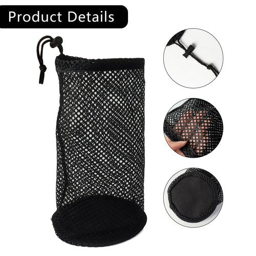 Klmnop 2Pcs Golf Ball Bag, Nylon Mesh Pouch Holds 48-56 Balls, Tee Pouch with Drawstring Storage Bag (Black)