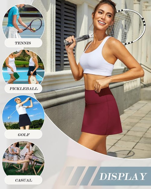 DLOODA Women's High-Waisted Tennis Skort - Athletic Mini Golf Skirt with Pocket for Summer Workouts