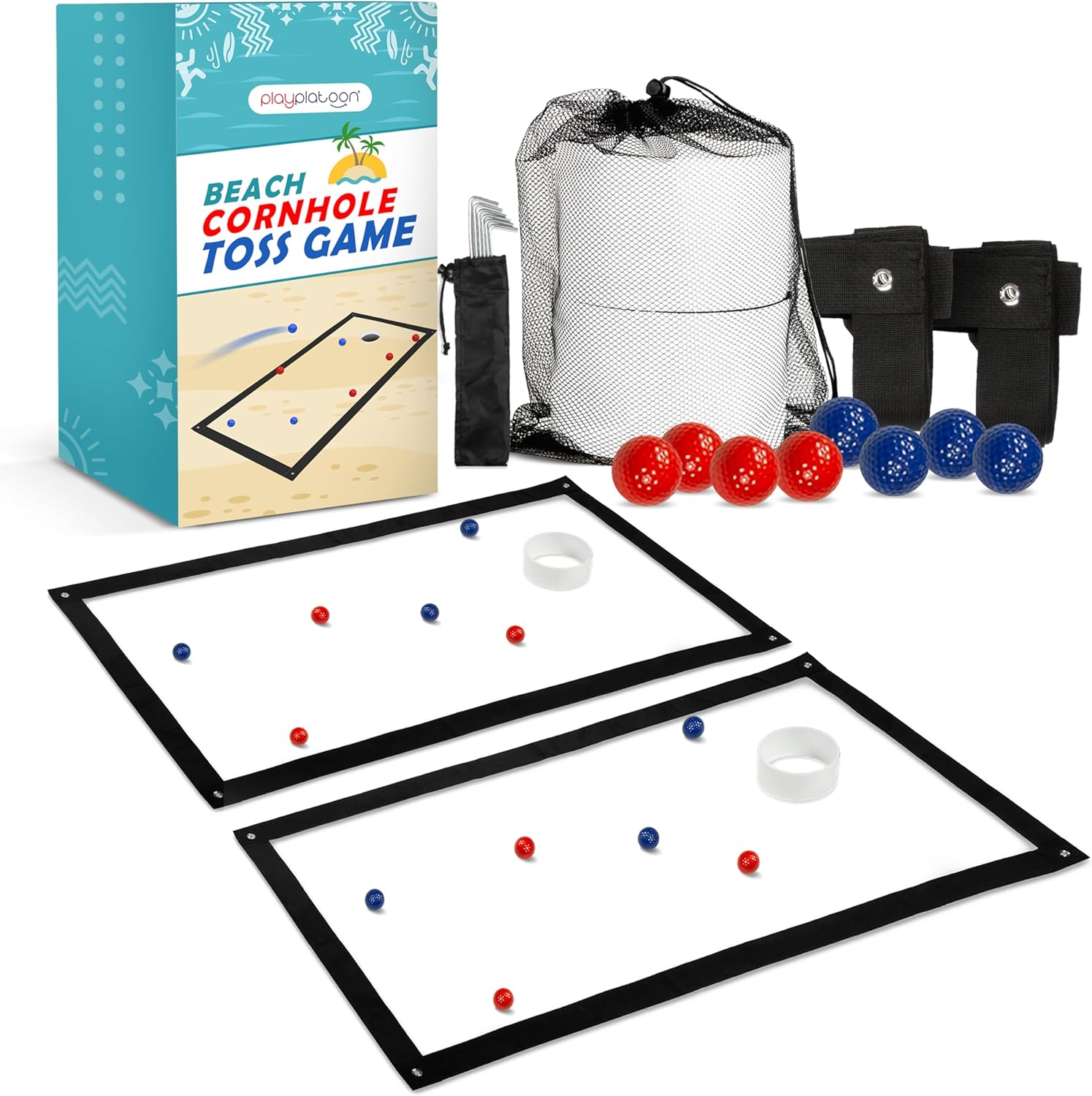 Play Platoon Beach Cornhole Toss Game - Fun for Adults & Kids | Includes Boards, Markers & Accessories