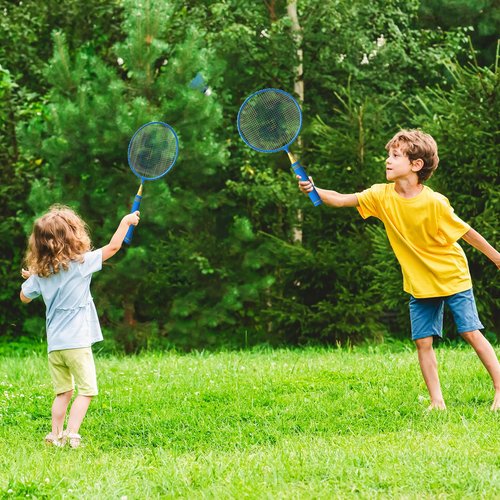 JOY SPOT! Kids Badminton Rackets Set with Soft Grip, Oversize & Lightweight Shuttlecocks Racquet with Carry Bag for Children Youth, 2 Player Sport Game for Indoor Outdoor Backyard