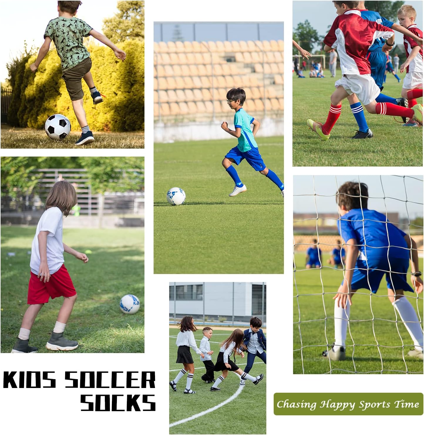 Zando Kids Soccer Socks - 4 Pairs of Knee High Athletic Socks for Boys & Girls