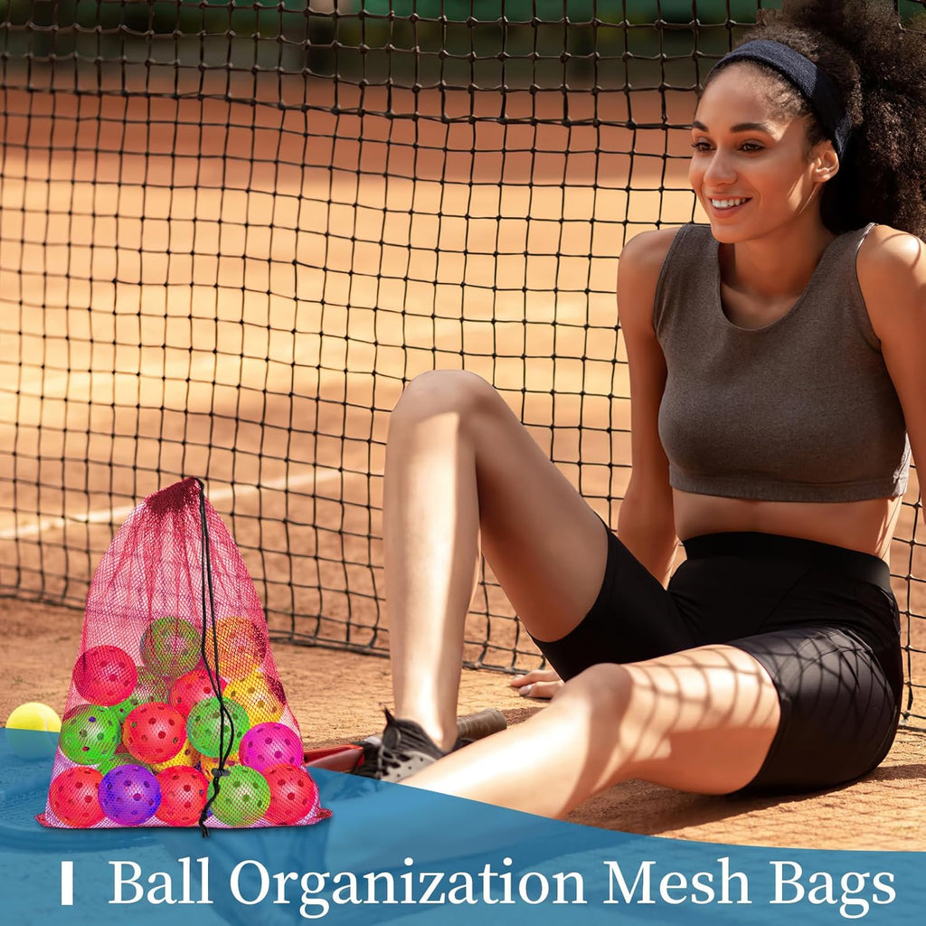 Skiennix 6 Pcs Mesh Drawstring Bags - 14x17 Inch Multipurpose Storage for Gym, Beach & Laundry | Red